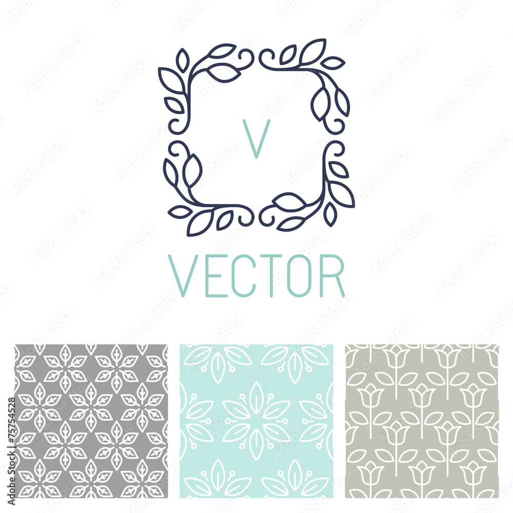 Vector set of floral border and seamless patterns Stock Vector | Adobe