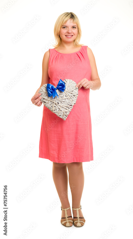 pregnant woman with heart and blue bow pregnant woman with heart and blue bow