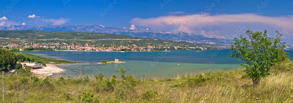 Posedarje bay and Velebit mountain panoramic view