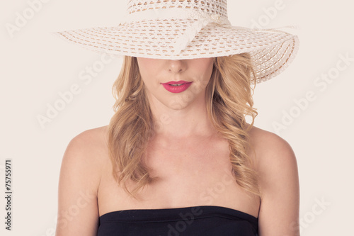 Portrait of attractive sexy woman with hat
