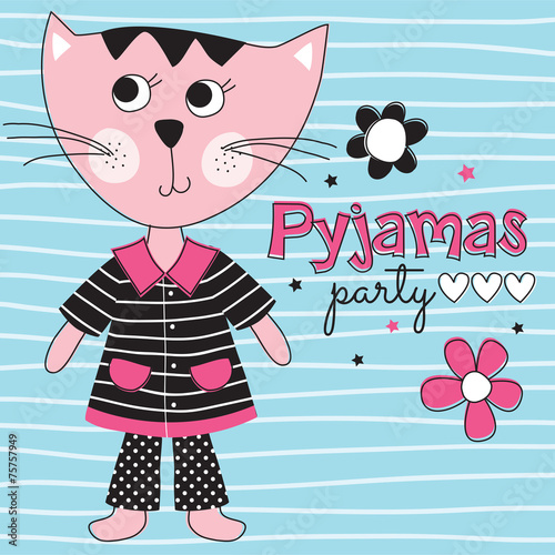pyjamas cat vector illustration