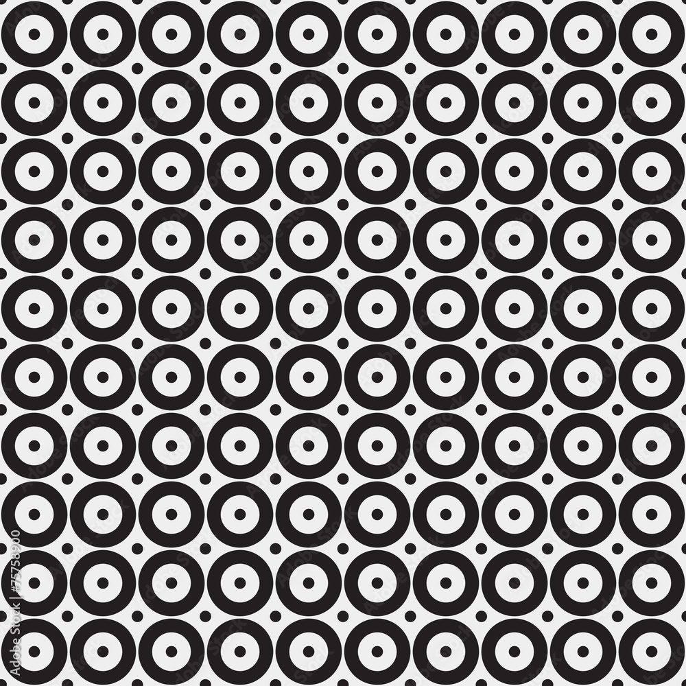 Abstract minimalistic black and white pattern, rounds and dots