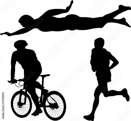 triathlon silhouette - vector