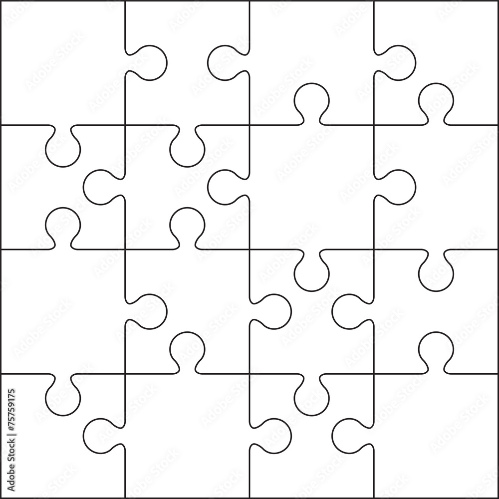 16 Jigsaw puzzle blank template or cutting guidelines Stock Vector | Adobe  Stock