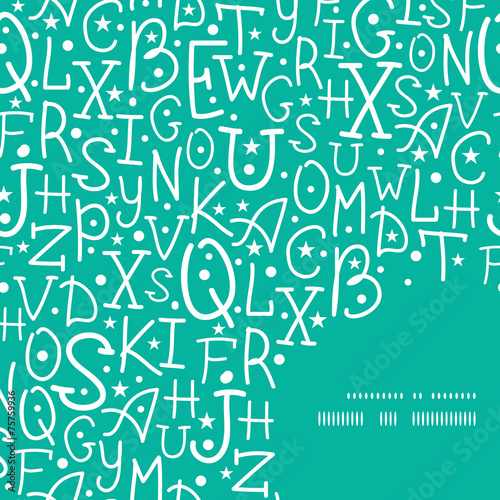Vector white on green alphabet letters frame corner pattern