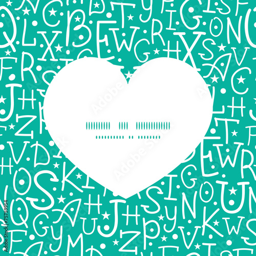 Vector white on green alphabet letters heart silhouette pattern