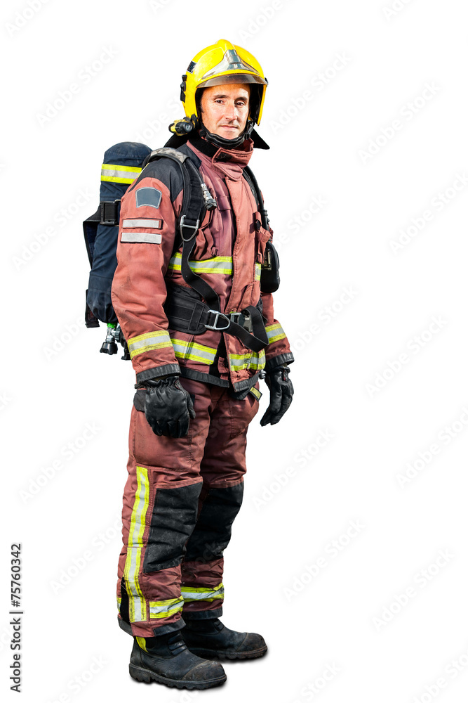 Full length portrait of Fireman. Full length portrait of Fireman.