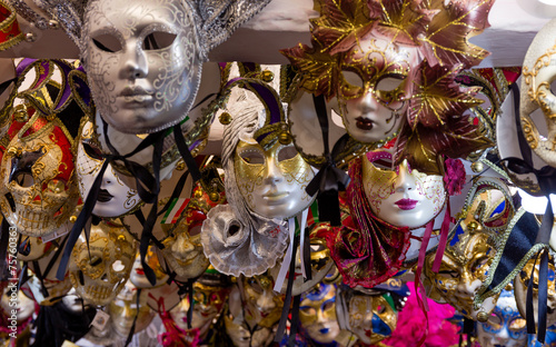 Group of colorful Venetian carnival masks
