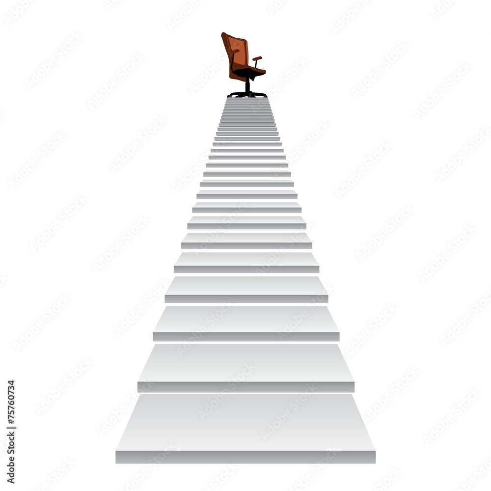 White stair with a chair