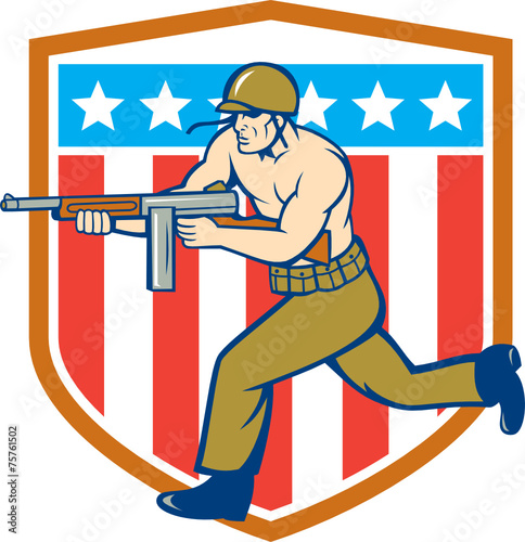 World War Two Soldier American Tommy Gun Shield