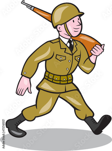 World War Two Soldier American Cartoon Isolated
