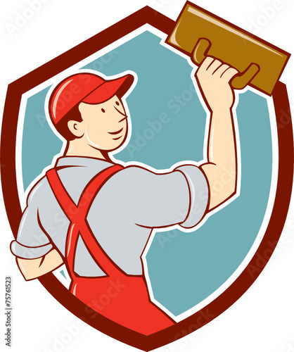 Plasterer Masonry Trowel Shield Cartoon