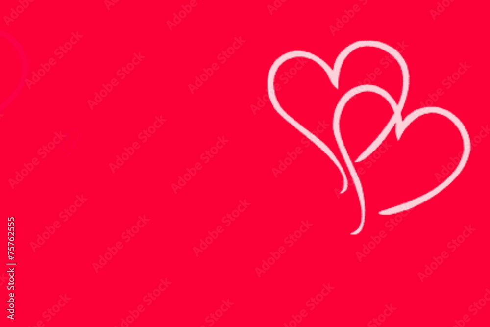 two hearts on a red background