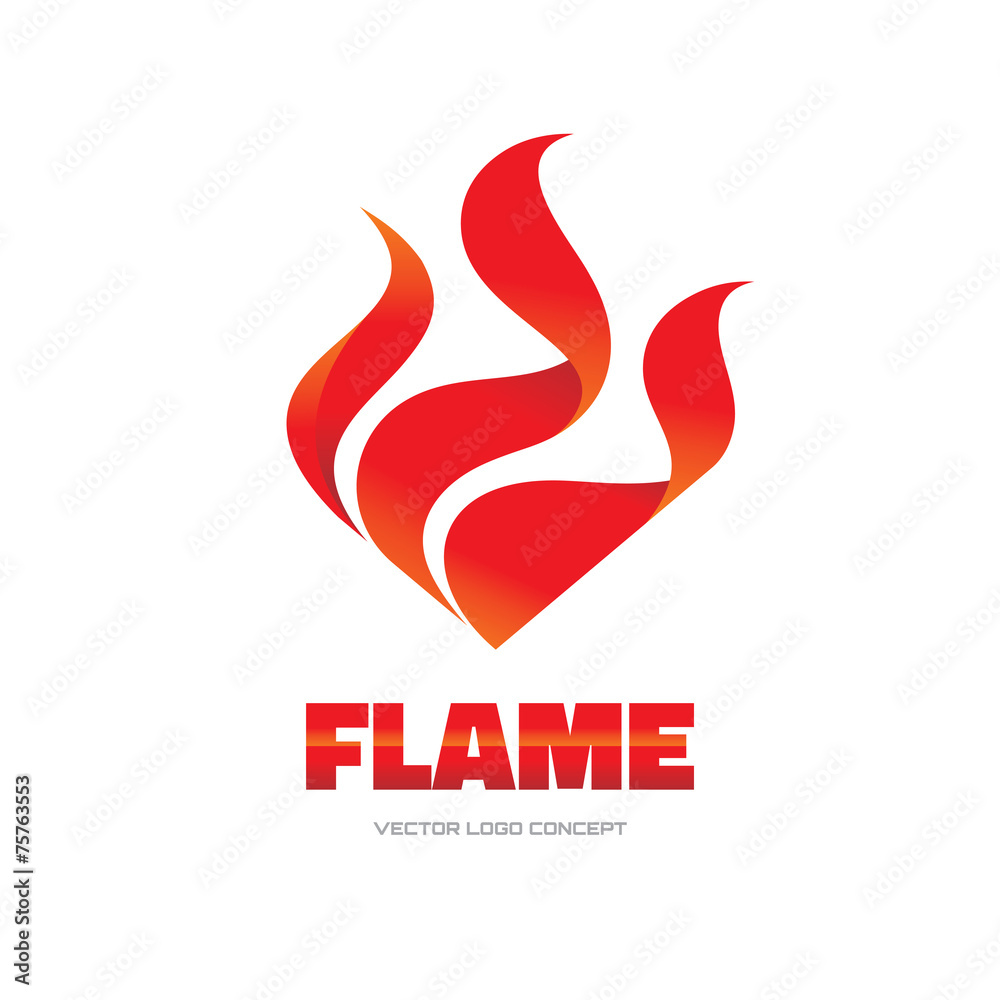 Red flame fire - vector logo concept illustration.