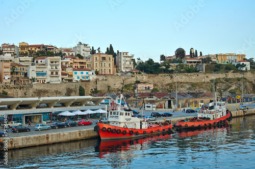 Kavala, GREECE. The traditional Greek fishing boats in the