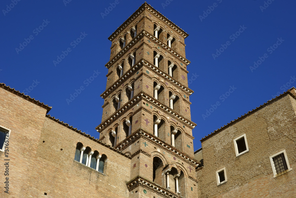 Romanesque bell tower in Rome