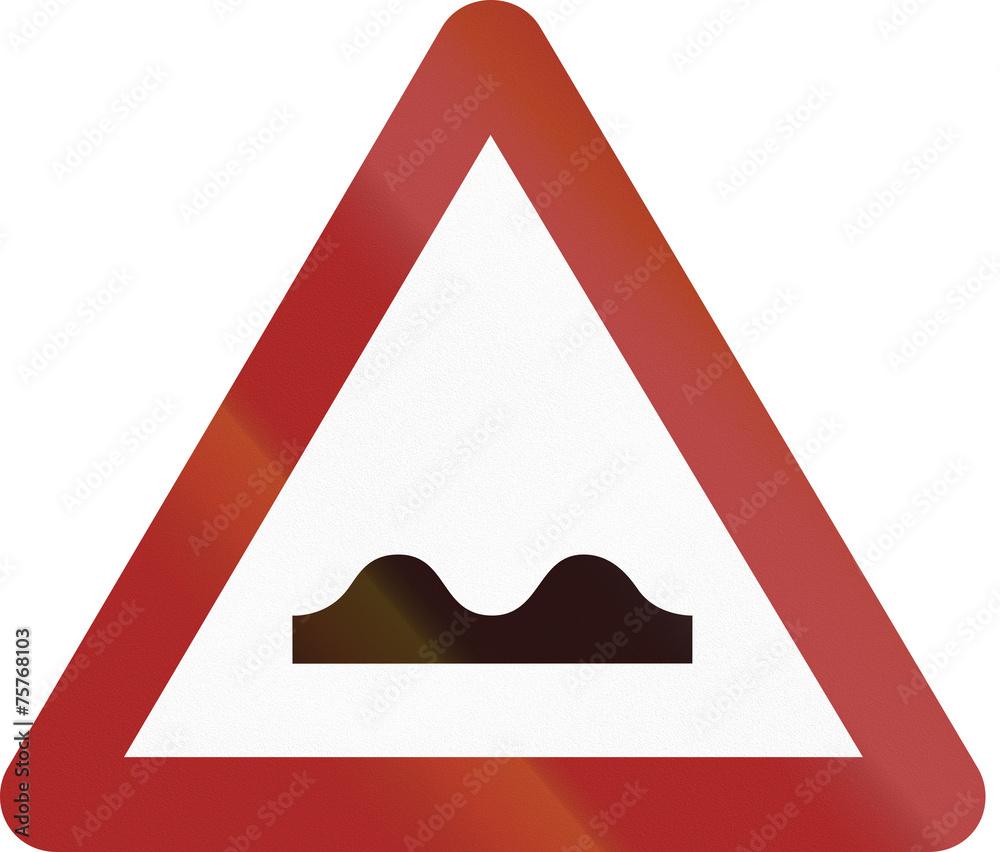 Old design (1953) of the german sign indicating speed bumps or uneven road Old design (1953) of the german sign indicating speed bumps or uneven road