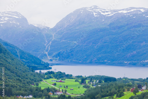 Beautiful vibrant summer norwegian landscape  Norway