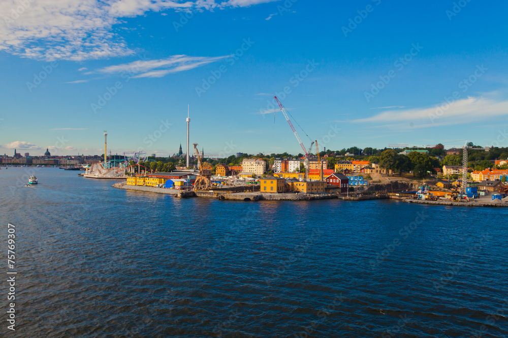 Beautiful super wide-angle aerial view of Stockholm, Sweden