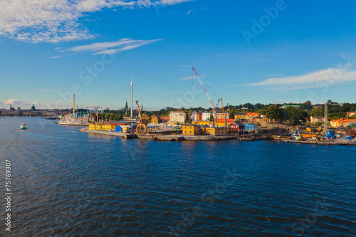 Beautiful super wide-angle aerial view of Stockholm, Sweden