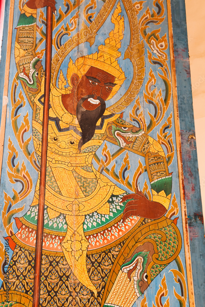 Obraz premium thailändisches Gemälde an einer Tür