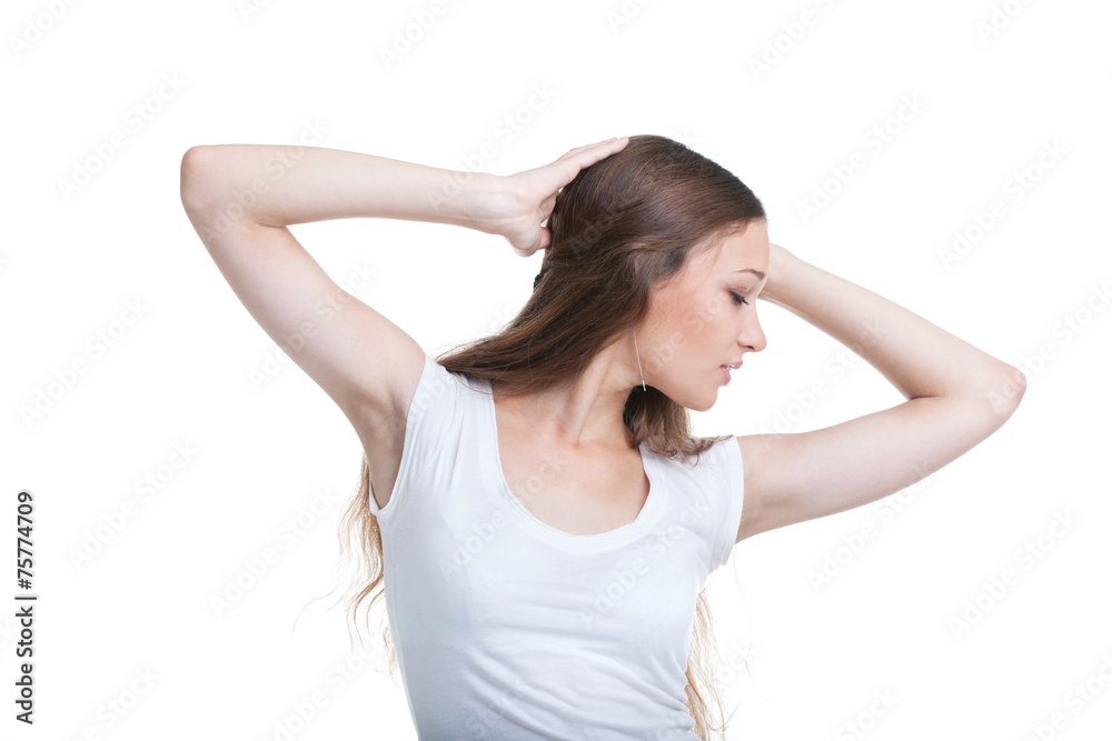 Portrait of carefree young girl, isolated on white Portrait of carefree young girl, isolated on white