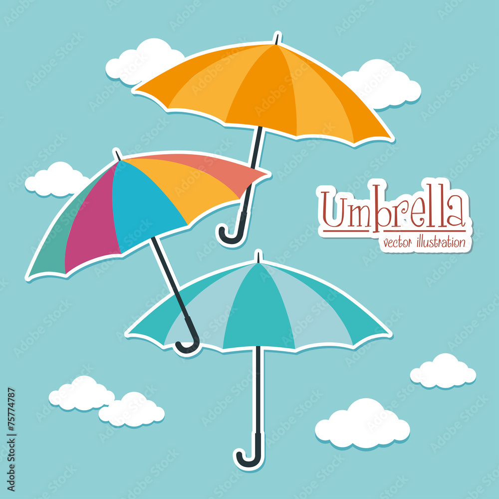 Umbrella design over cloudscape background vector illustration