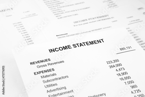 Income statement reports for business accounting