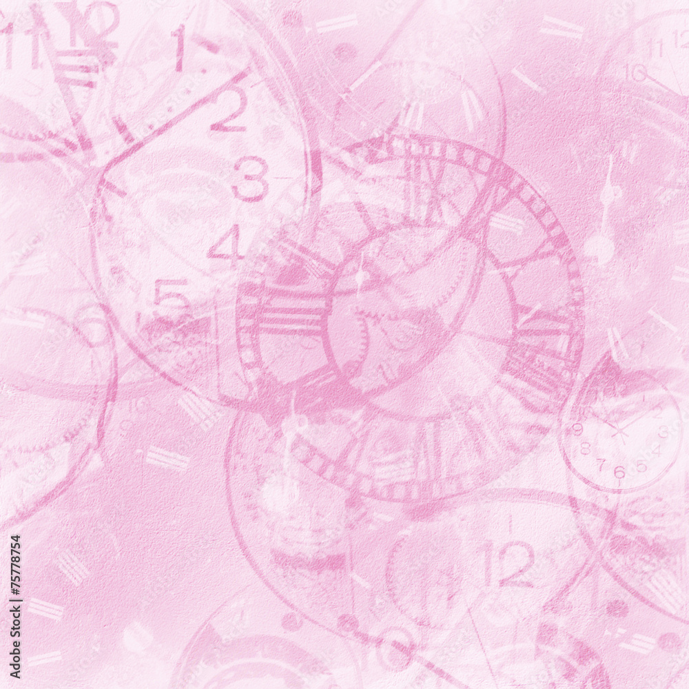 Pink abstract vintage clock background