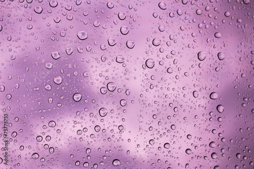 Water drops on glass background sky.