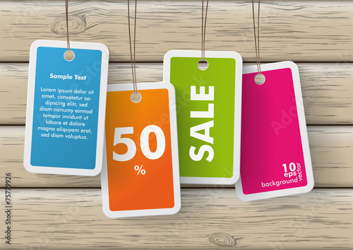 Four Colored Price Sticker Wood