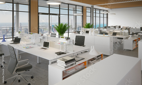 Photography schickes Büro in Hochhaus - open space office in skyscraper
