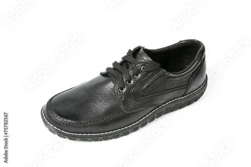 Man classic casual black boot isolated at the white background