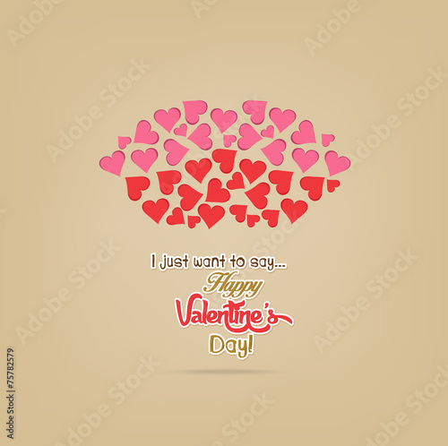 Lips made of hearts valentines day