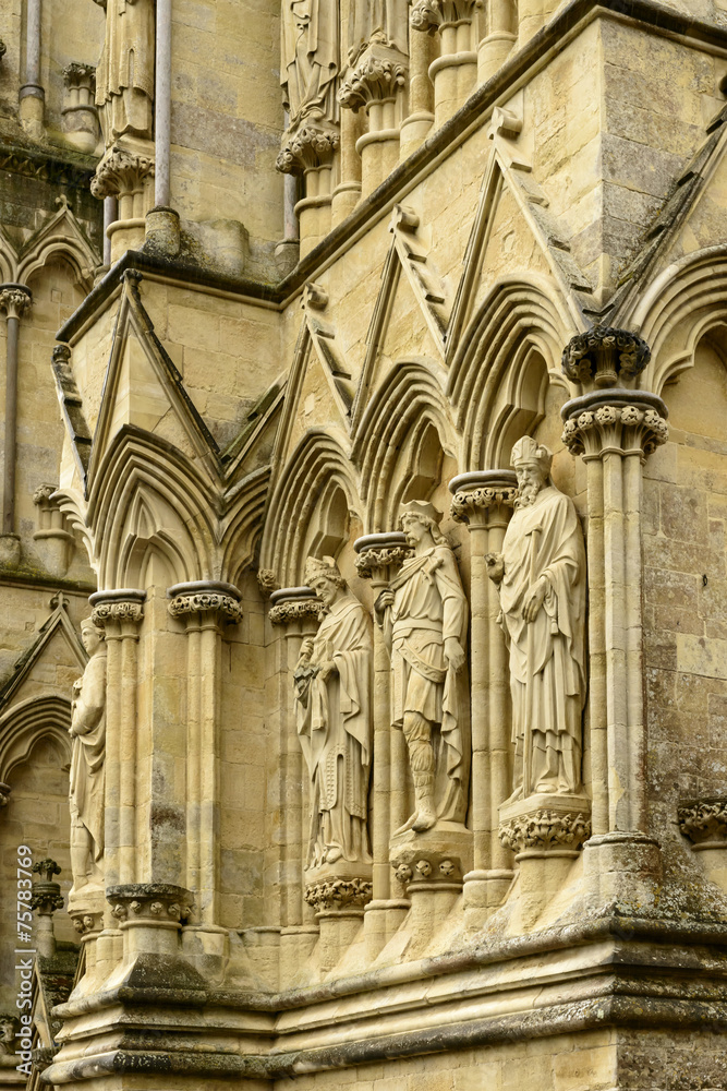 statues on Cathedral facade , Salisbury