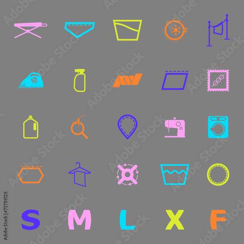 Cloth care sign and symbol color icons