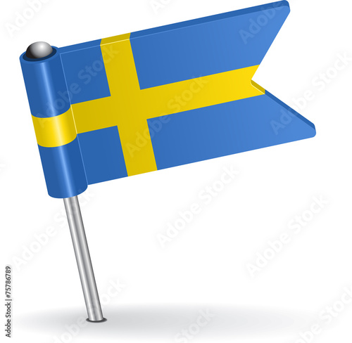 Swedish pin icon flag. Vector illustration