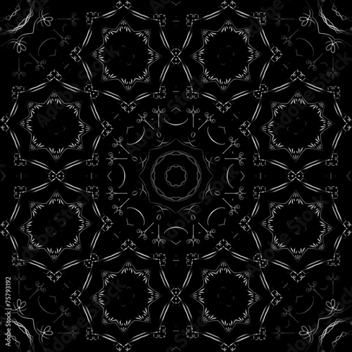 Art Metal Seamless Symmetric Pattern On Black Background Vector
