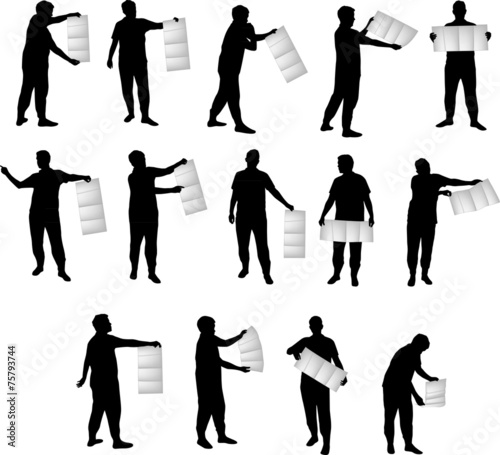 Silhouette of man holding a map like poster