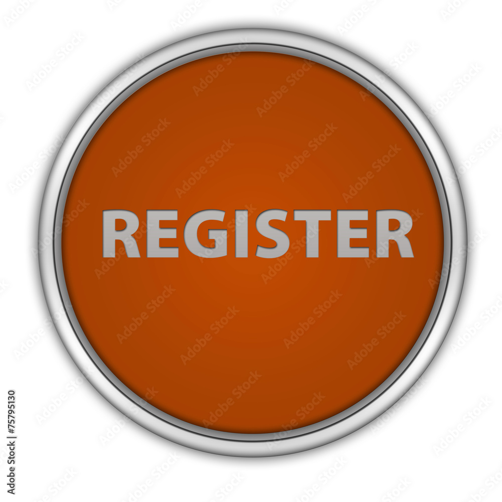 register circular button on white background register circular button on white background