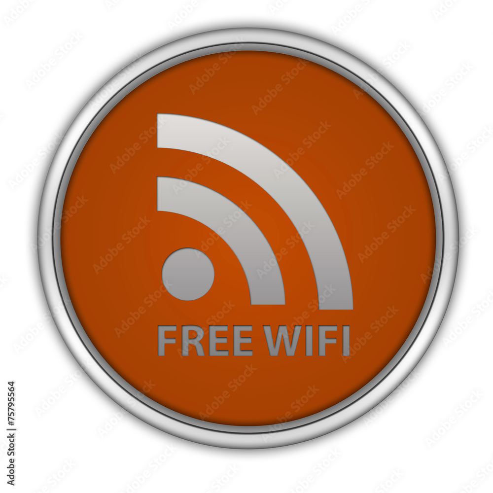 Free wifi circular icon on white background Free wifi circular icon on white background