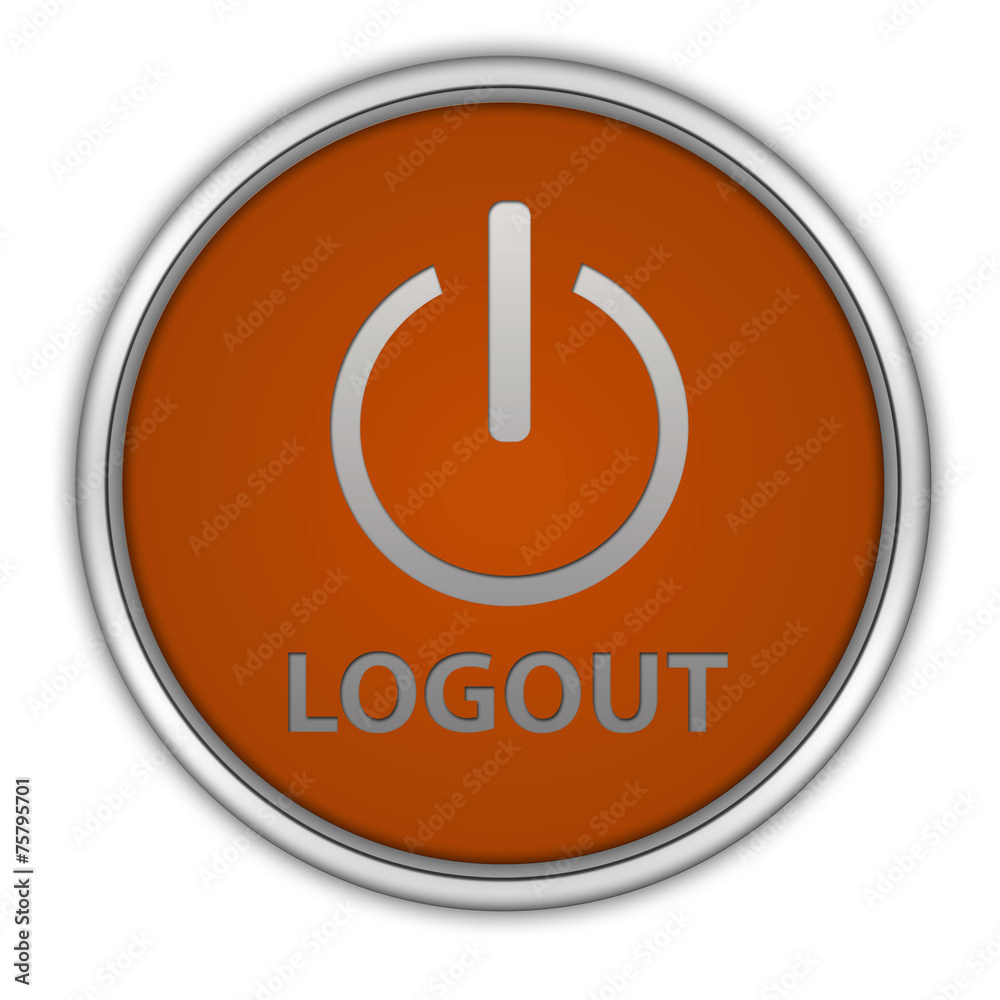 Logout circular icon on white background Logout circular icon on white background