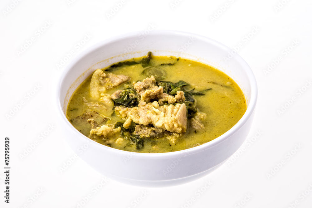 green curry on white background. green curry on white background.