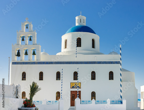 blue dome Greek orthodox church, Oia, Greece
