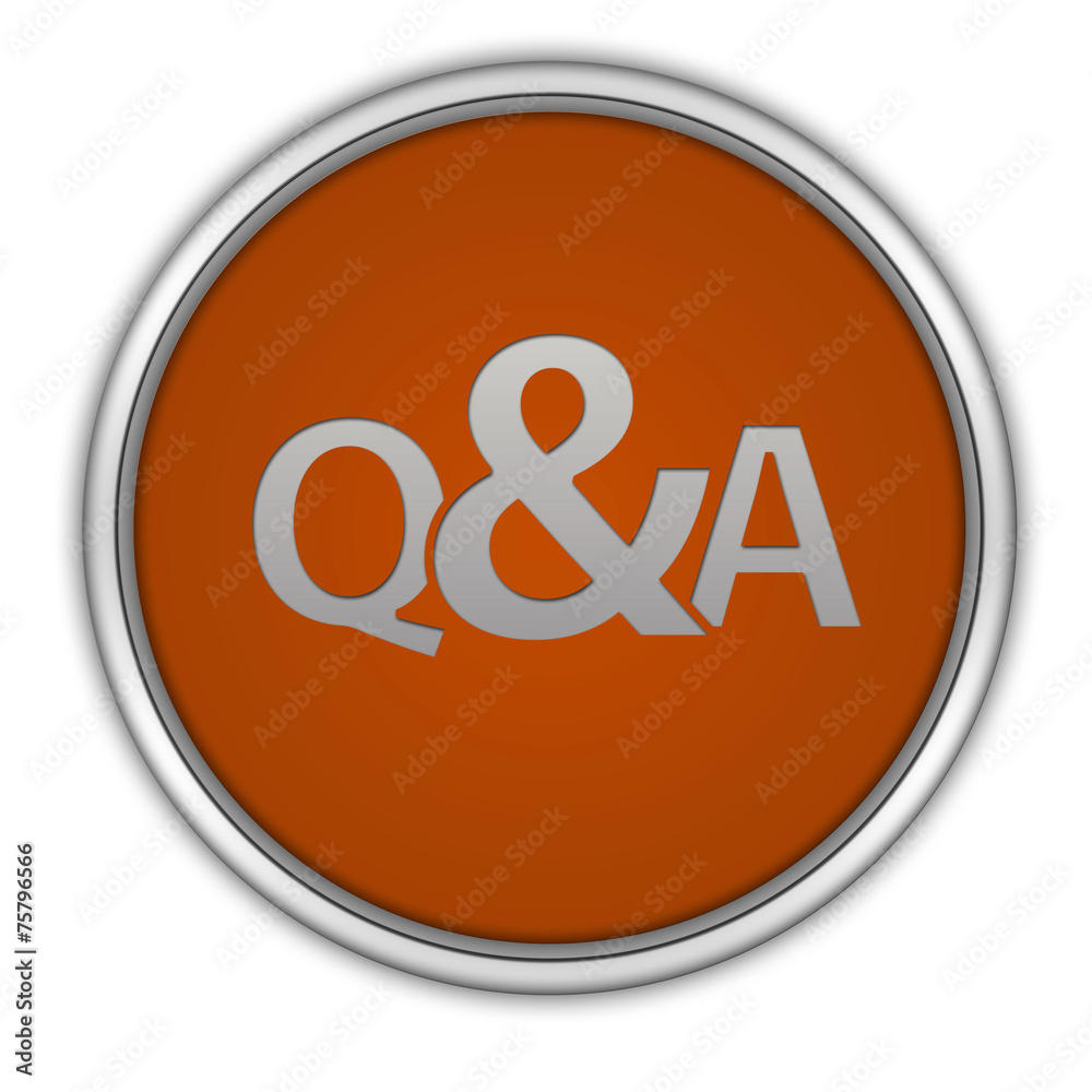 Q&A circular icon on white background Q&A circular icon on white background