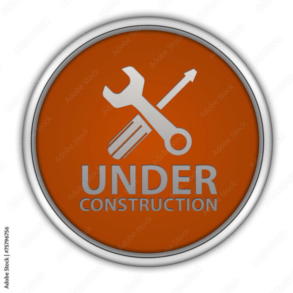 Under construction circular icon on white background Under construction circular icon on white background