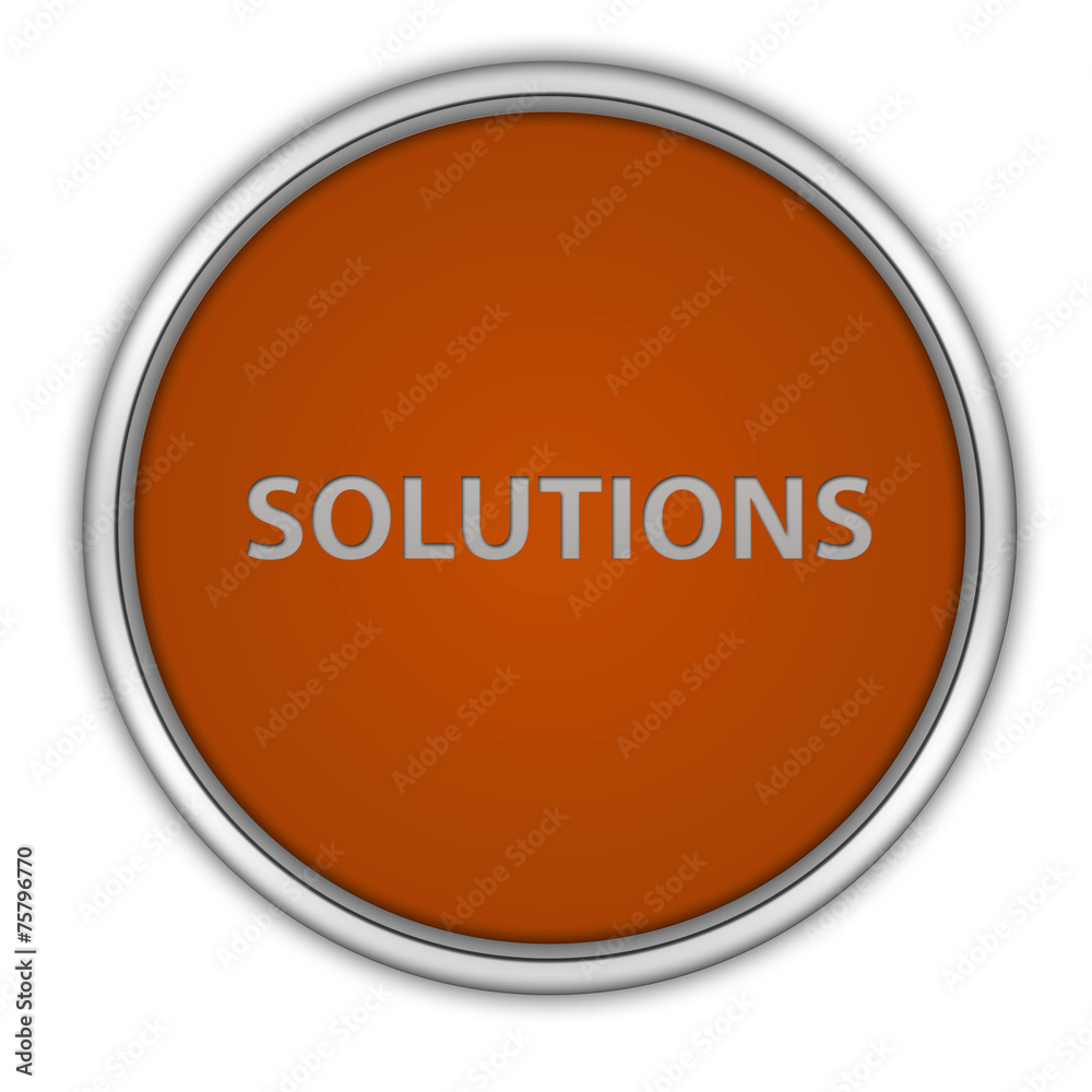 Solutions circular icon on white background Solutions circular icon on white background