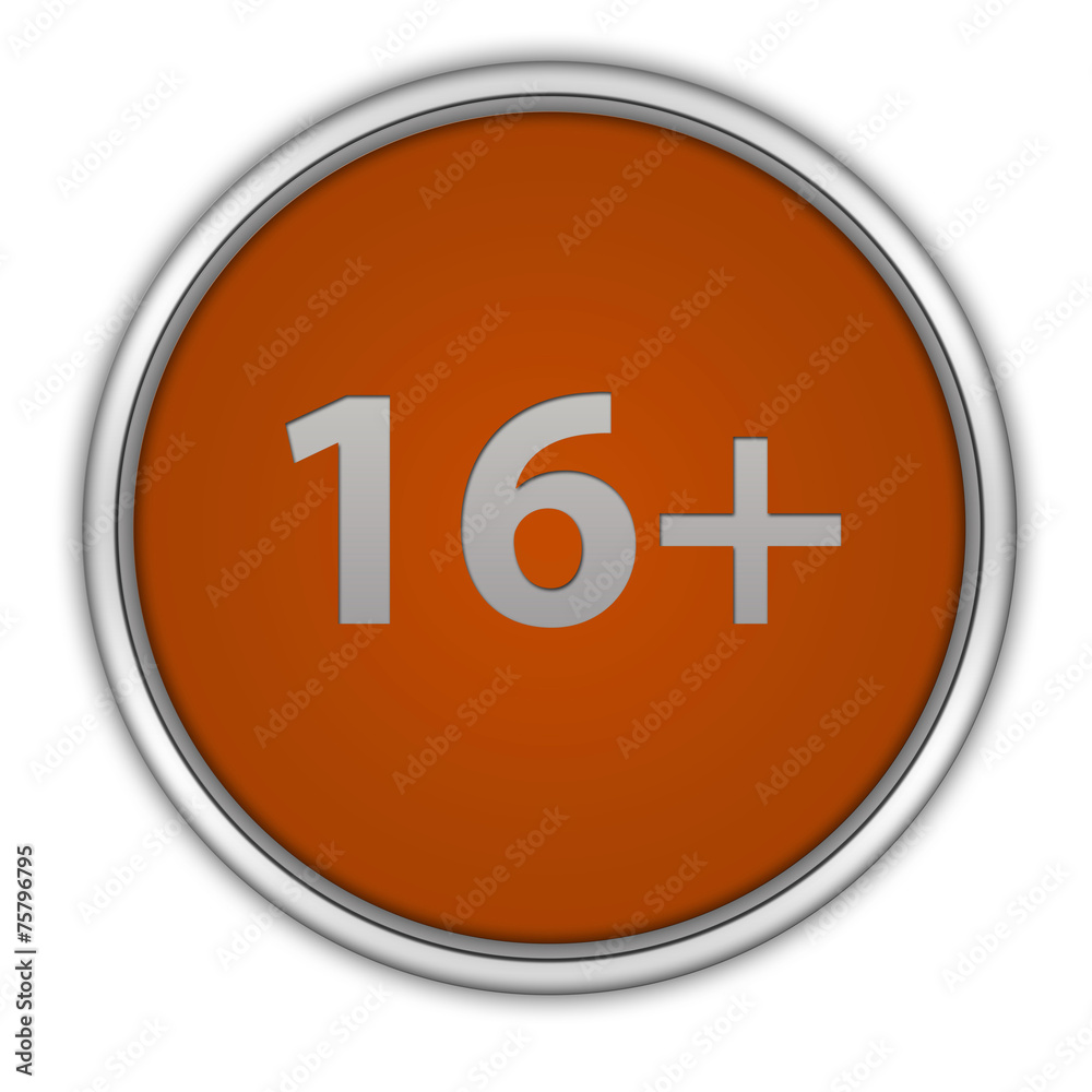 16+ circular icon on white background 16+ circular icon on white background