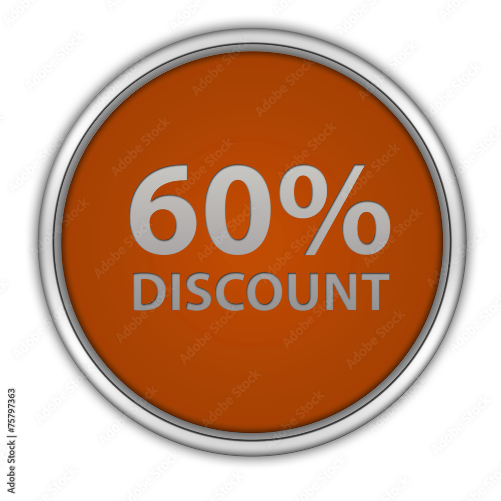 Discount sixty percent circular icon on white background Discount sixty percent circular icon on white background