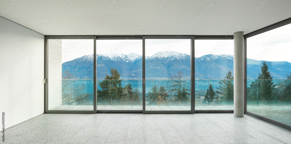 Obraz premium szerokie mieszkanie, pokój z oknami